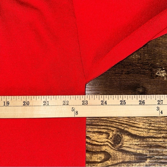 Anne Klein Sweater Womens 1X Red Poppy Combo Striped V-Neck Knit Old Money Retro - Picture 4 of 11